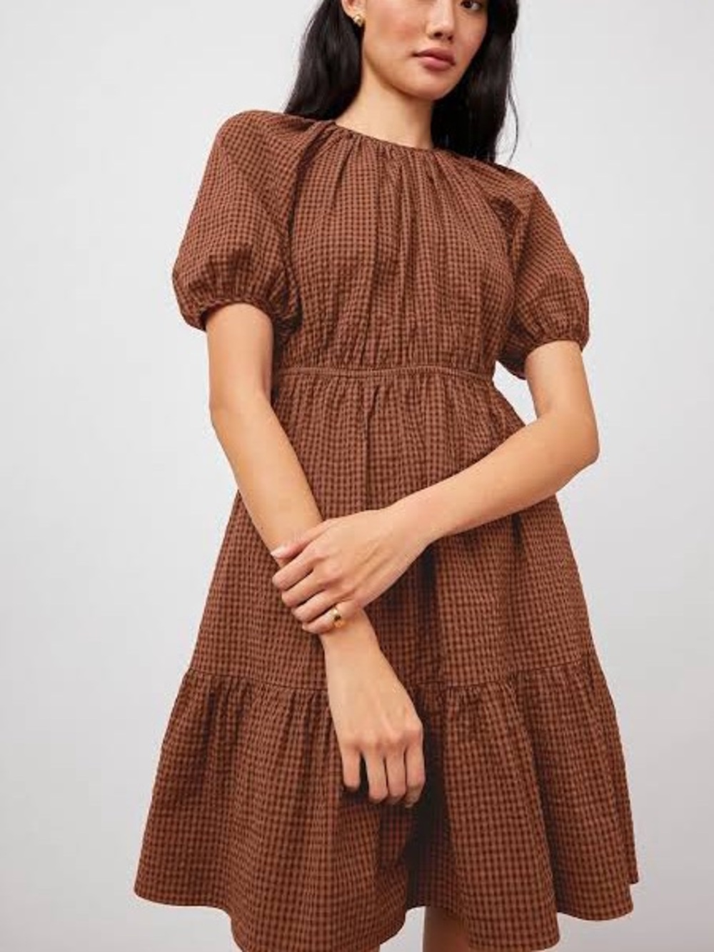 RAILS KHLOE RUSSET GINGHAM MINI DRESS